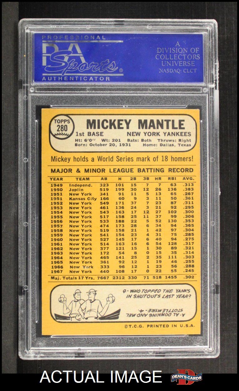 Amazon.com: 1968 Topps # 280 Mickey Mantle New York Yankees
