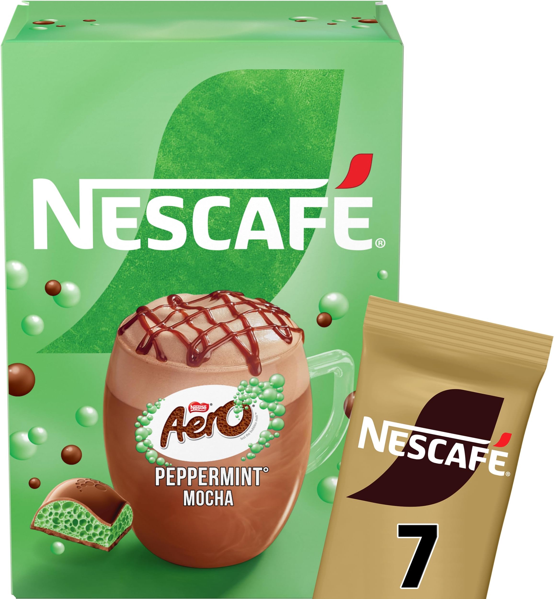 NESCAFÉ Nescafe Peppermint Aero Mocha 7 x 19g Sachets, 100% Responsibly Sourced Coffee