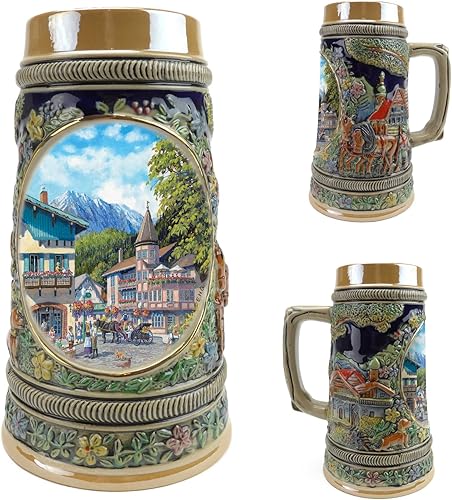 Miniatura 2 de 0.55 L  OktoberfestHaus "Sommer" (Summer) In Germany Beer Stein (#2 en la colección de cuatro vasos) Jarras de cerveza, jarras de cerámica, regalos