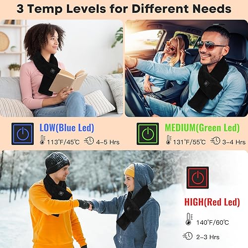 Miniatura 2 de Almohadilla térmica de cuello inalámbrica con cargador de batería de 5000 mAh, calentador de cuello para alivio del dolor y rigidez, envoltura