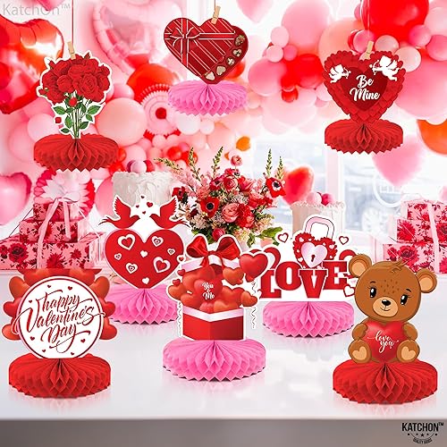 Miniatura 6 de KatchOn, Centro de mesa para el día de San Valentín para mesa, paquete de 9, decoraciones de mesa para el día de San Valentín, color rojo, rosa,