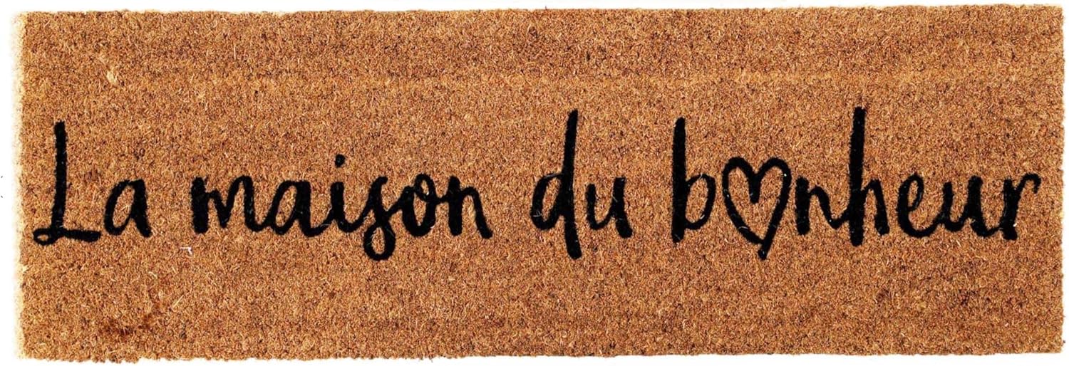 EVIDECO French Home Goods La Maison du Bonheur 30x10 Long Sheltered Front Door Mat Coco Natural