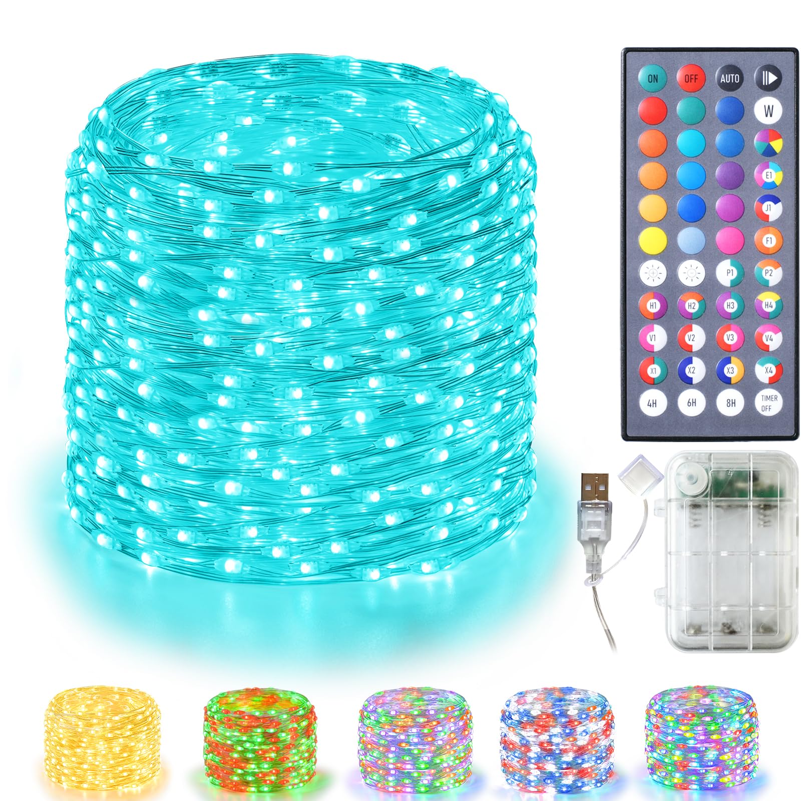 Vimlits Fairy Lights 34 Colour Changing with Remote Control, 10m 100 LED Coloured String Lights USB Plug in Wire Twinkle Light Battery Operated Timer for Bedroom Wedding Party Indoor Christmas Decor