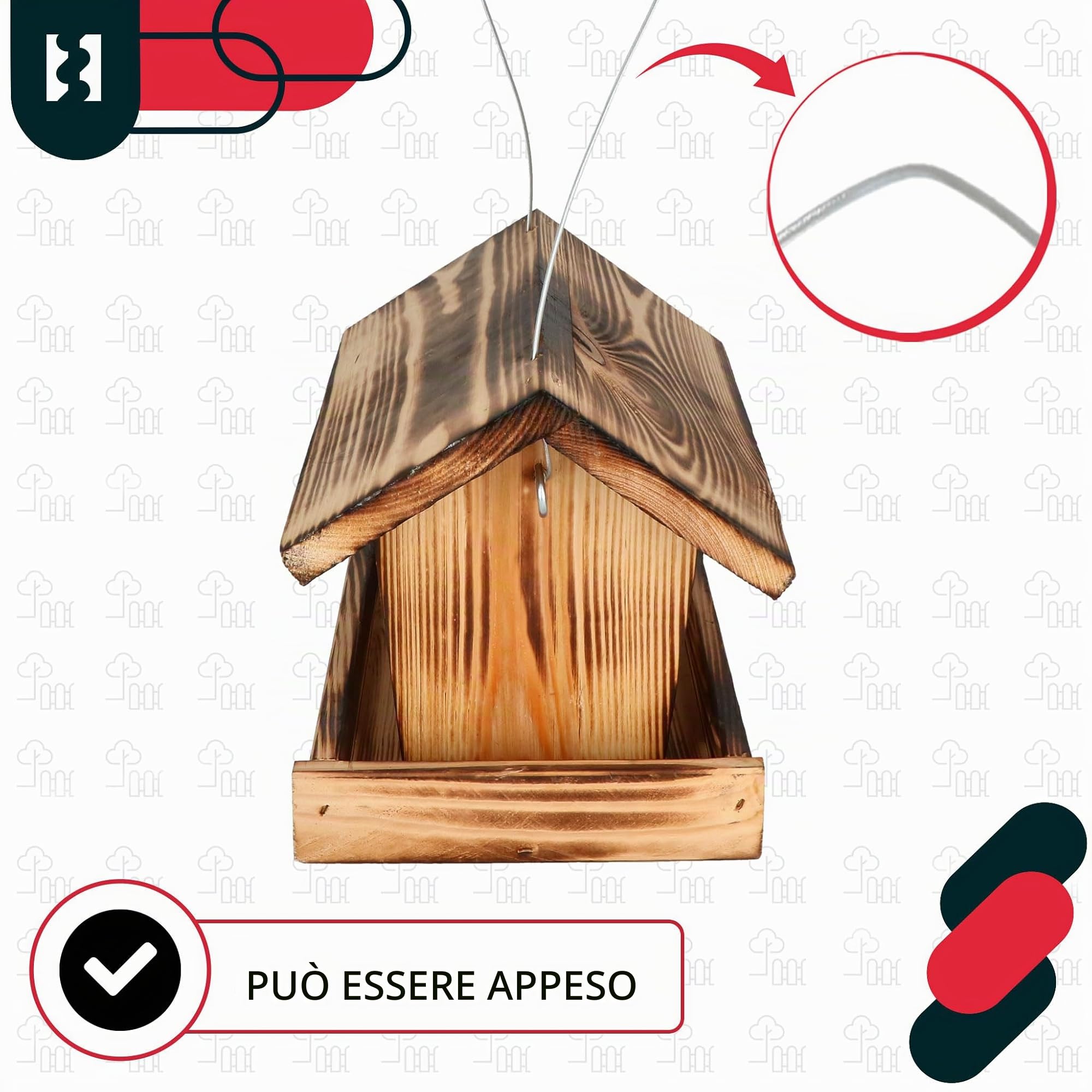 KOTARBAU® Mangiatoia per Uccelli da Esterno - Legno - 28x18x20 cm - Naturale - Con Pareti In Acrilico Trasparente - 0.5 kg Di Mangime - Mangiatoia Uccelli Selvatici - Decorazione da Giardino