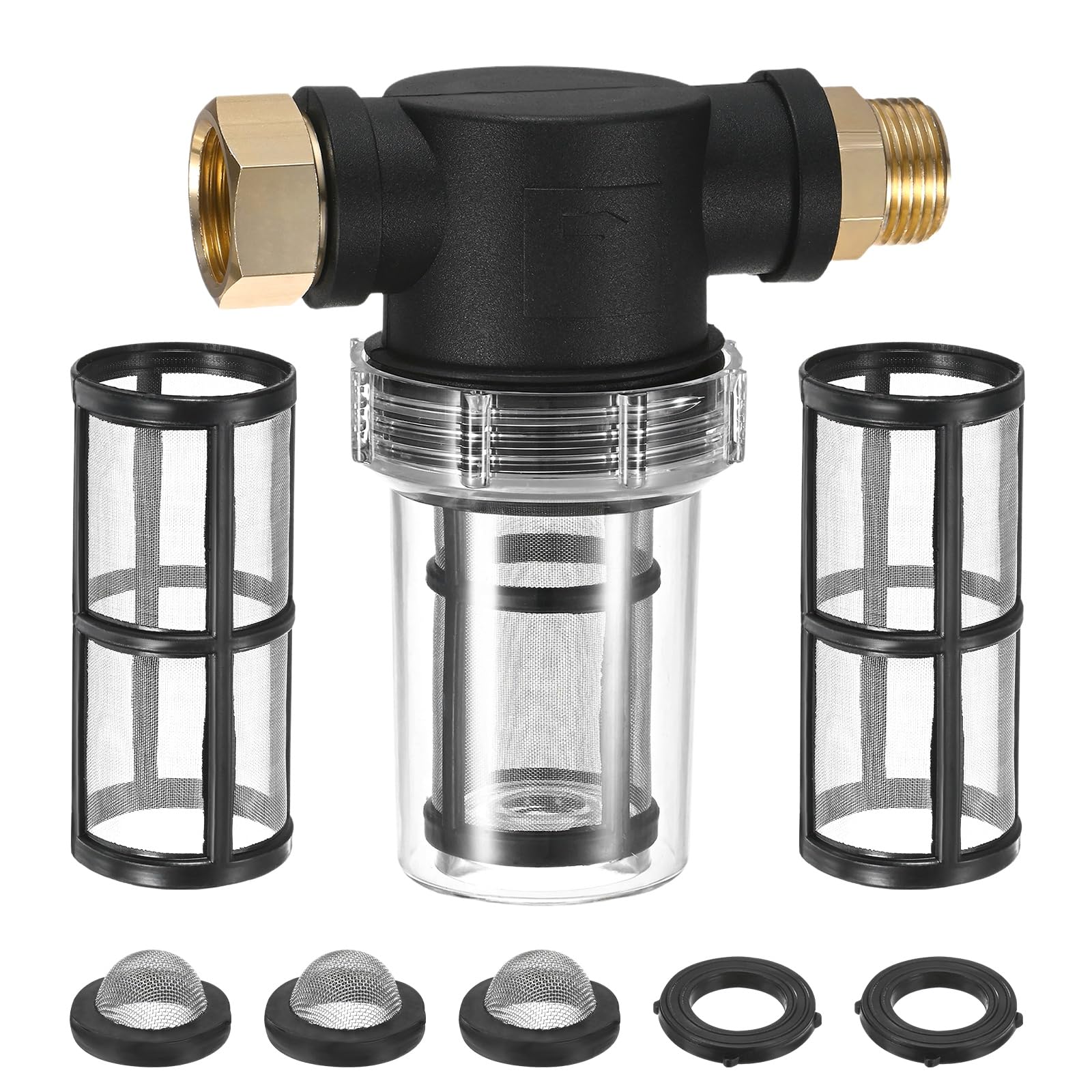 M METERXITY 1-Pack Garden Hose Filter, Sediment Filter Attachment with 100 Mesh Screen for Water Broom/Pressure Washer Hose/Undercarriage Cleaner/Pressure Washer Pump [3 Colors]