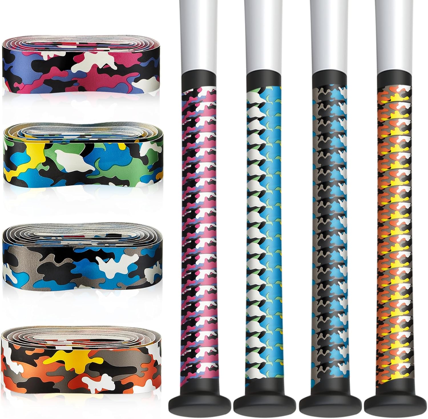 Silipull 12 Rolls Baseball Bat Grip Tape Camouflage Non