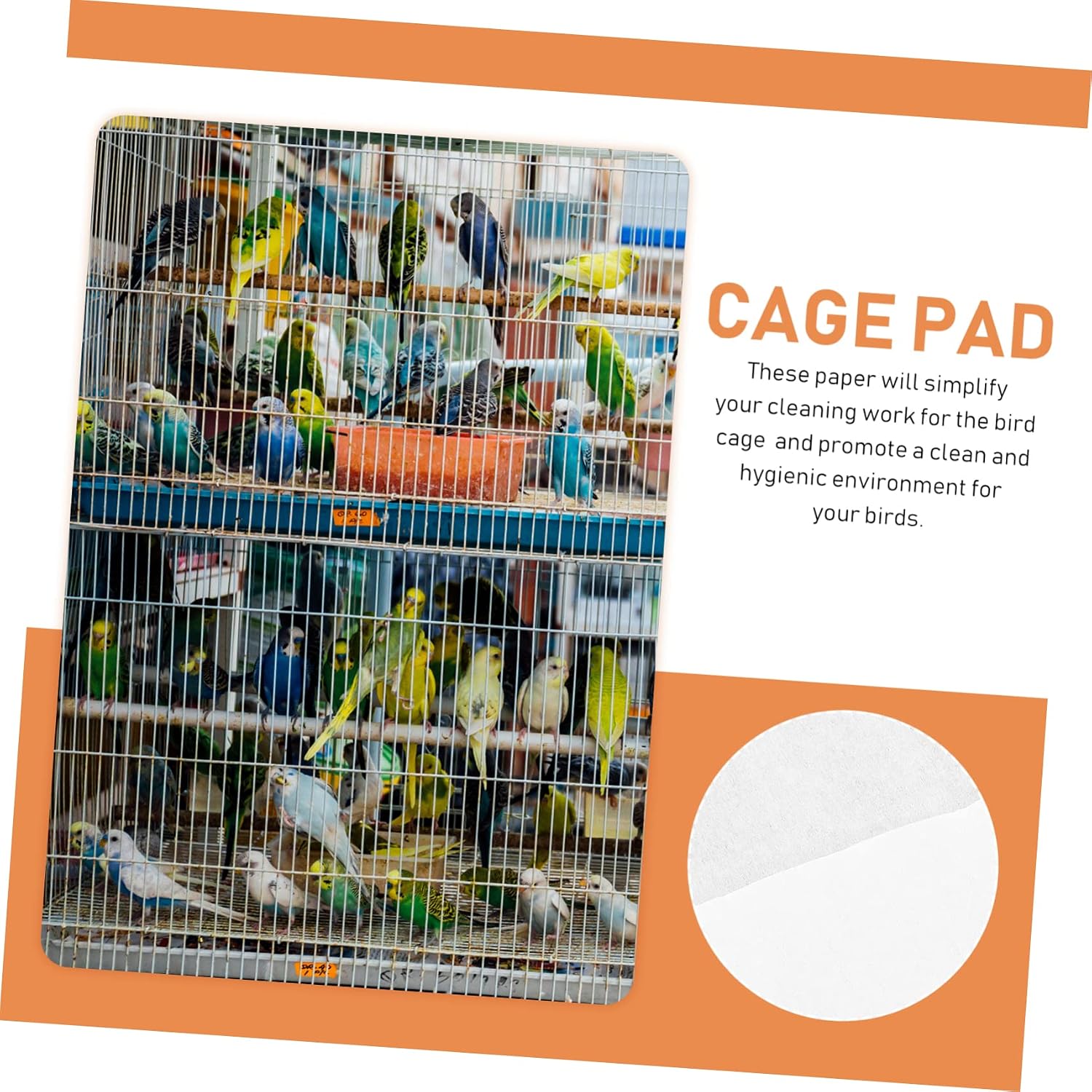 Toyvian 100pcs Bird Cage Absorbent Paper Mats for Parrots Disposable Urine Pads Leak Design Suitable for Bird Cages Safe and Odorless