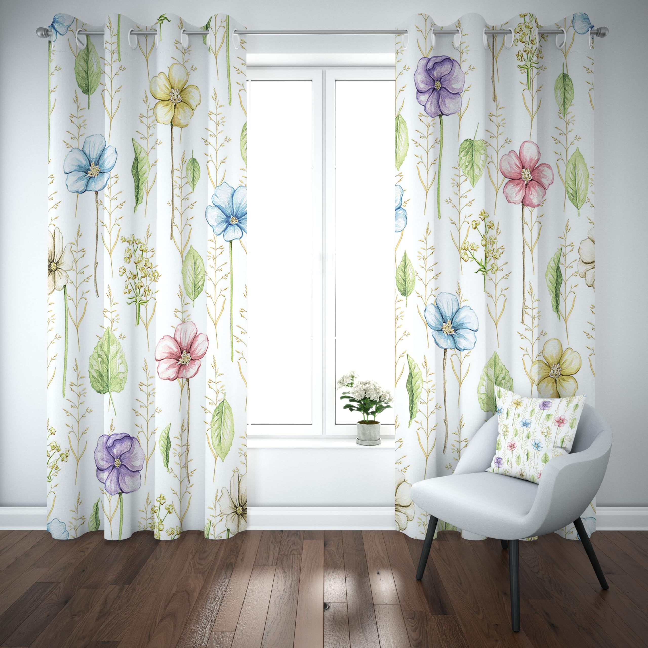 Bunt Blumenmotiv Gardinen - Set da 2 pezzi, motivo floreale, 260 x 140 cm, per Wohnzimmer & Schlafzimmer e Schlafzimmer Landhausstil Decor