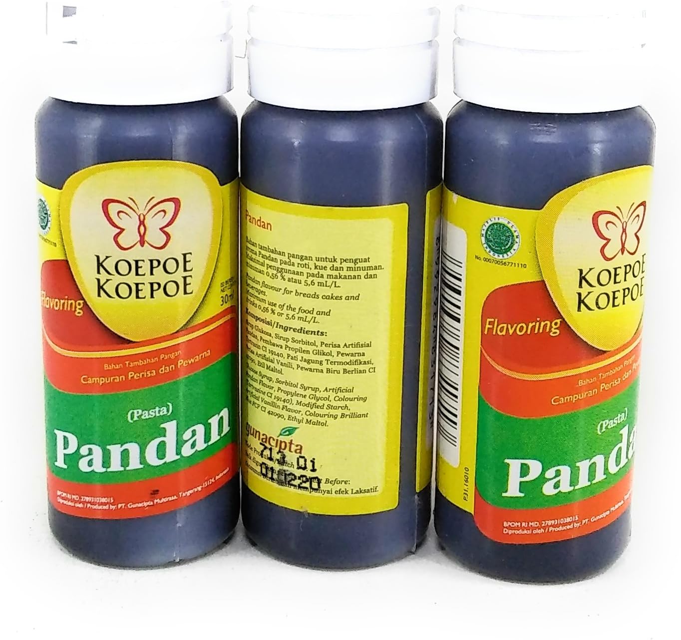 Koepoe-koepoe Pandan Paste, 30ml (Pack of 3)