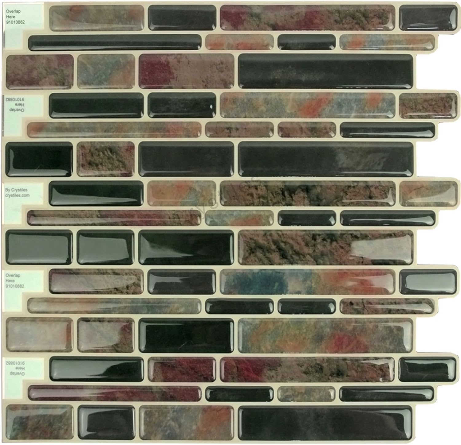 10"x10" Marble Peel and Stick Backsplash, Self-Adhesive Kitchen Backsplash Wall Tile, Brown, 6 Sheets Pack