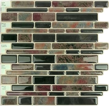 10"x10" Marble Peel and Stick Backsplash, Self-Adhesive Kitchen Backsplash Wall Tile, Brown, 6 Sheets Pack