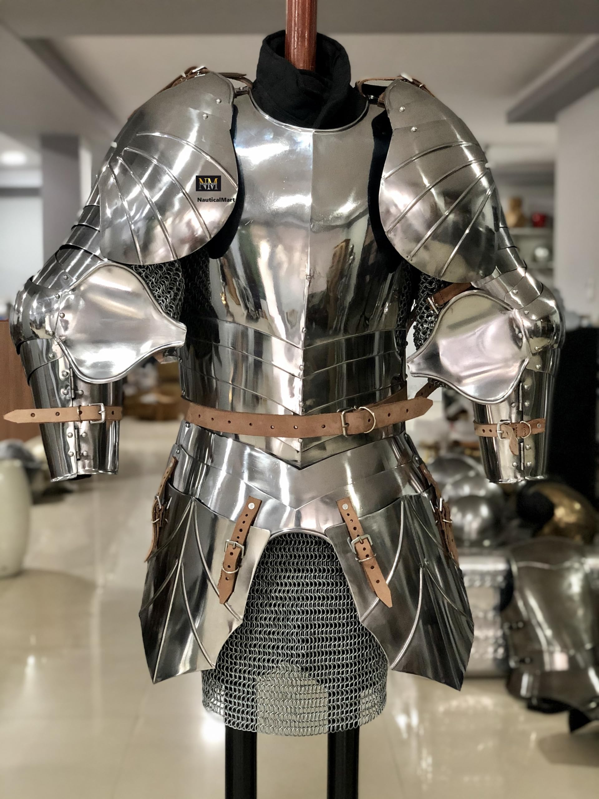 Medieval Knight Reenactment Steel Armour Halloween Breastplate with Arm Set