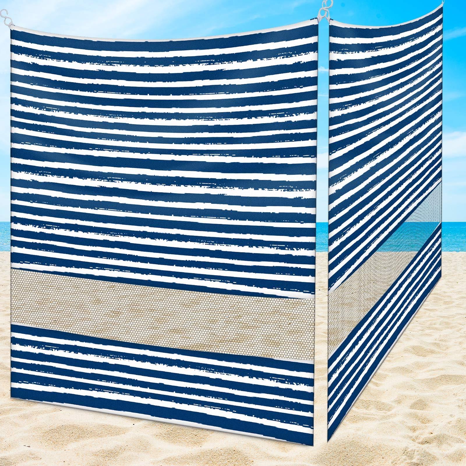 Sunnymove 2 Pcs 6x6 Inch Beach Cabana Sidewall with Sand Pockets, Waterproof Portable Beach Shelter, Easy to Set up Canopy, Shade with UPF 50+ UV