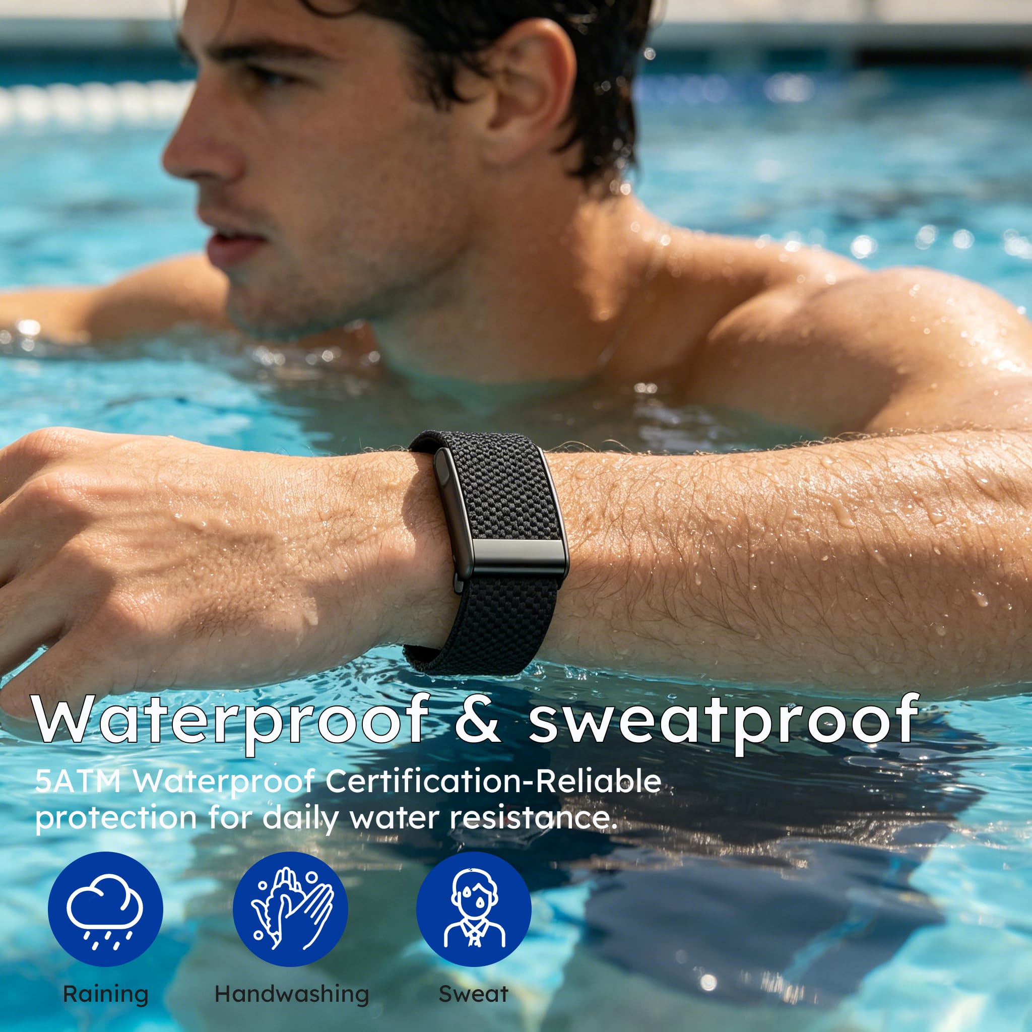 Monitor de actividad para hombres y mujeres, monitor de frecuencia cardíaca, podómetro, calorías, impermeable, rastreador de fitness para teléfonos Android iOS, salud, portátil, sin pantalla, pulsera