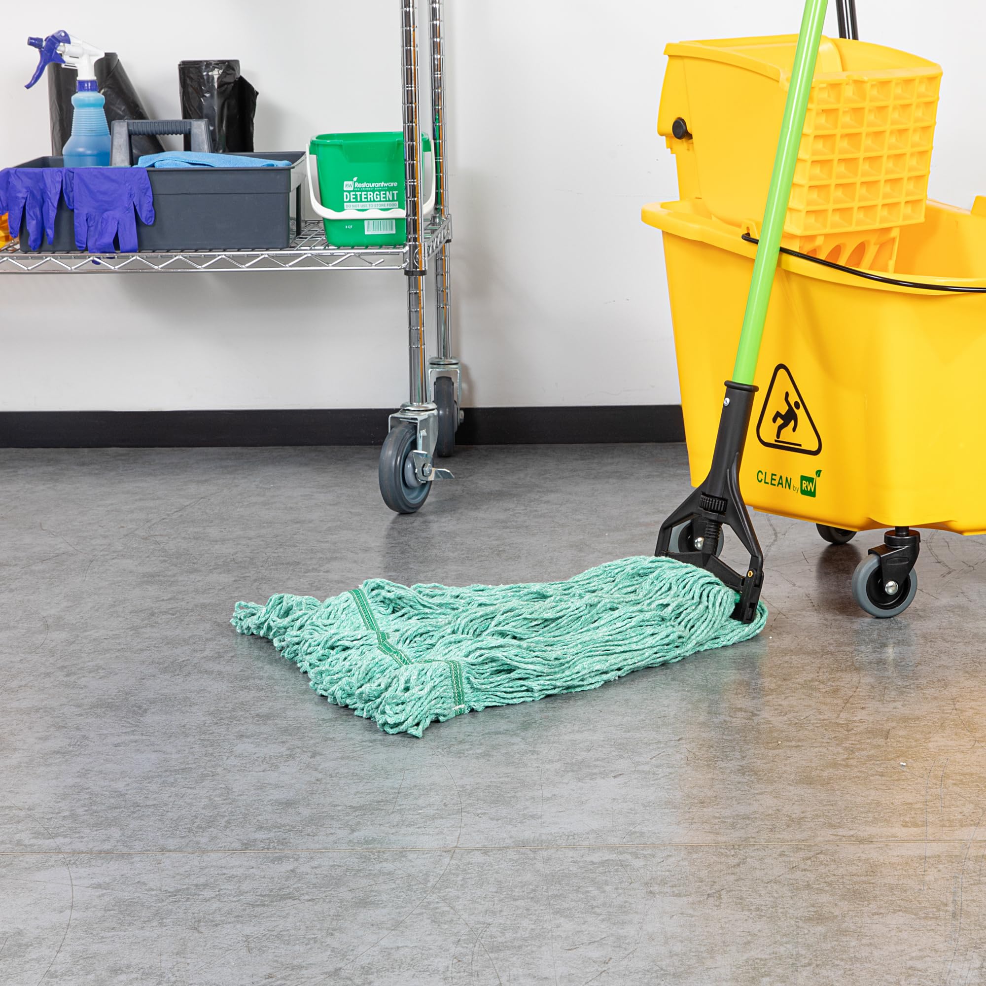 Restaurantware - Solo Cabezal de fregona: Clean tek Professional 907.2 g, 1 Cabezal de fregona con Extremo en Bucle, Mango se Vende por Separado, Diadema de 1.25 Pulgadas, Cabezal de fregona Verde de