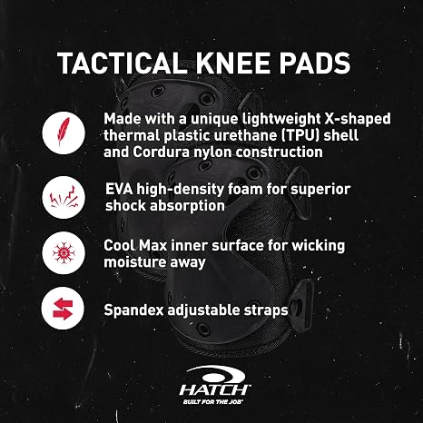 HATCH XTAK Tactical Military Knee Pads, Black, One Size Fits Most