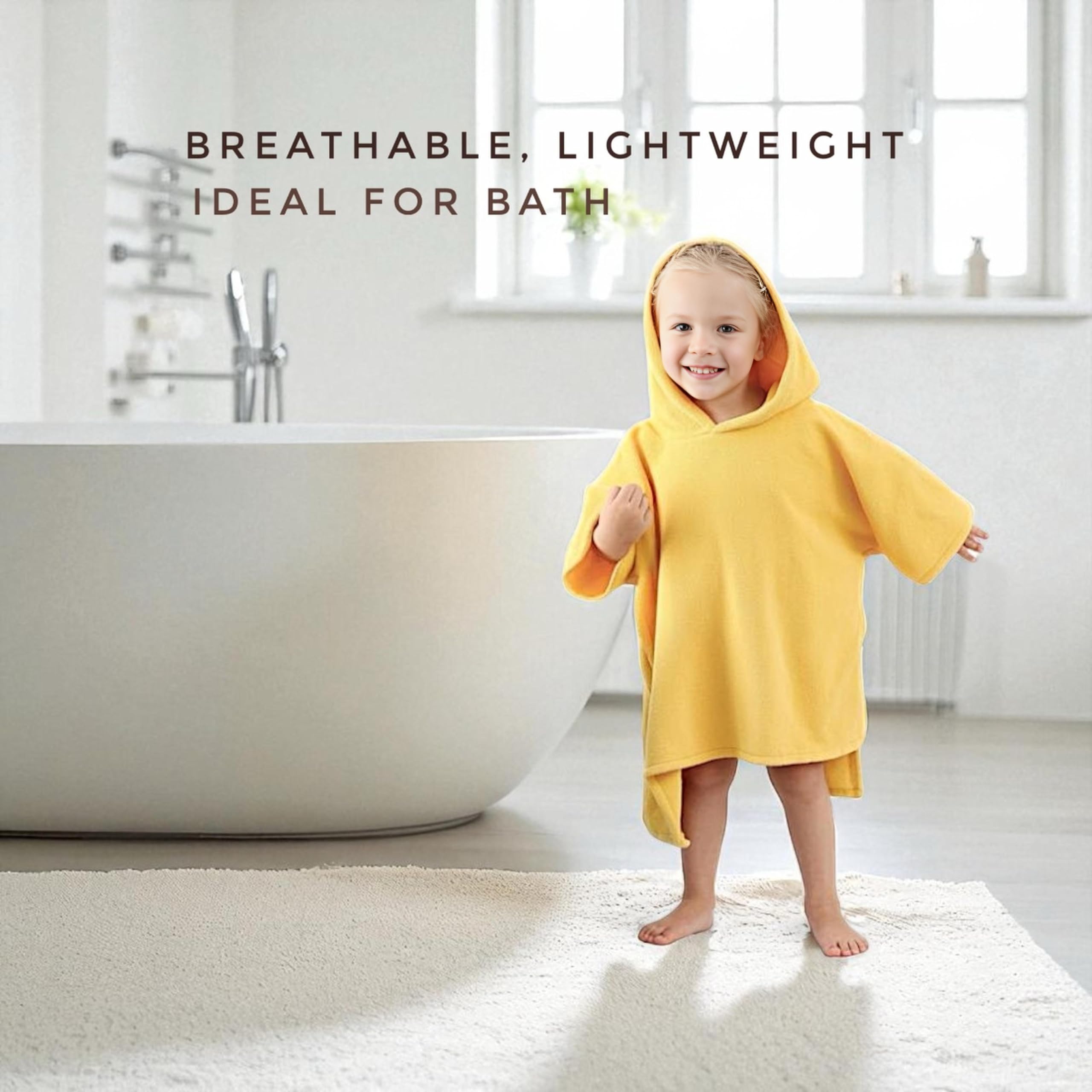 Toalla poncho con capucha para niños y niñas, 100% algodón orgánico suave, absorbente, transpirable, ligera Ideal para baño, piscina, playa 2-3T (azul, 2-3T)