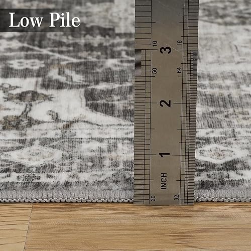 Miniatura 69 de COZYLOOM Alfombra de área de 2 x 6 pies, tribal, envejecida, para entrada, medallón vintage, alfombra para interiores, alfombra de pelo bajo, suave