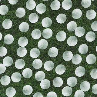 Kaufman Sports Life Golf Balls Grass, Fabric by the Yard
