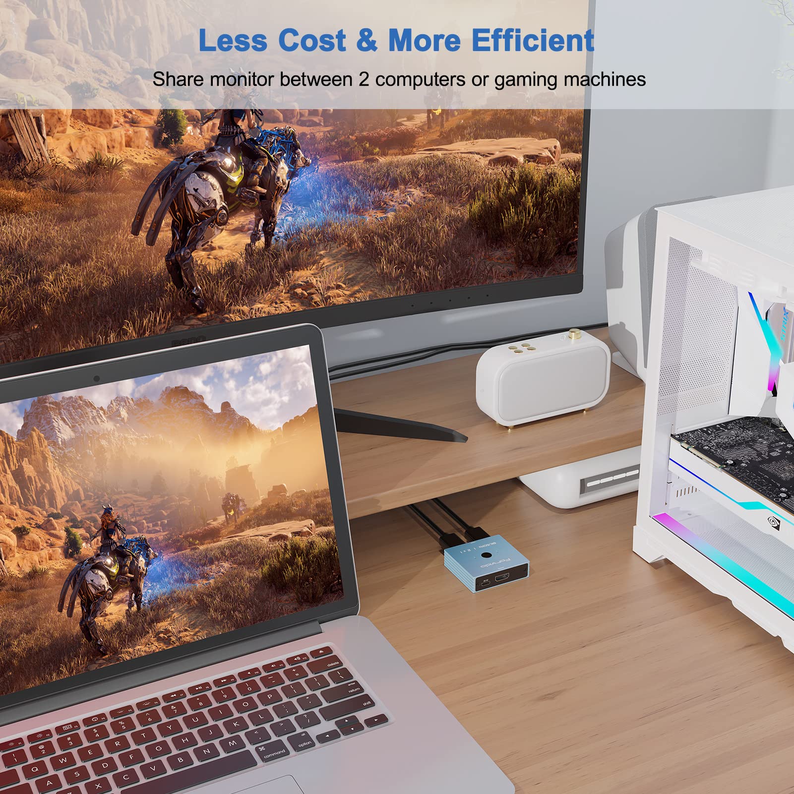 Switch HDMI 8K 2 in 1 Out, Splitter HDMI 8K 4K 120Hz 1 in 2 Out per Dual Monitor Adattatore PC Hub Switcher bidirezionale