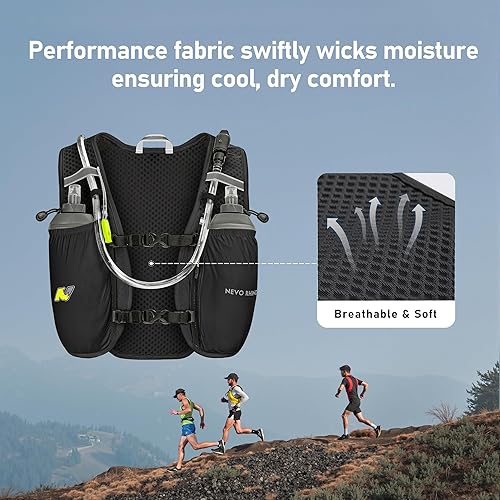 Miniatura 3 de N NEVO RHINO Chaleco para correr, chaleco de hidratación de 5.5 L con vejiga de agua de 1.5 L, mochila de hidratación ligera para senderismo y