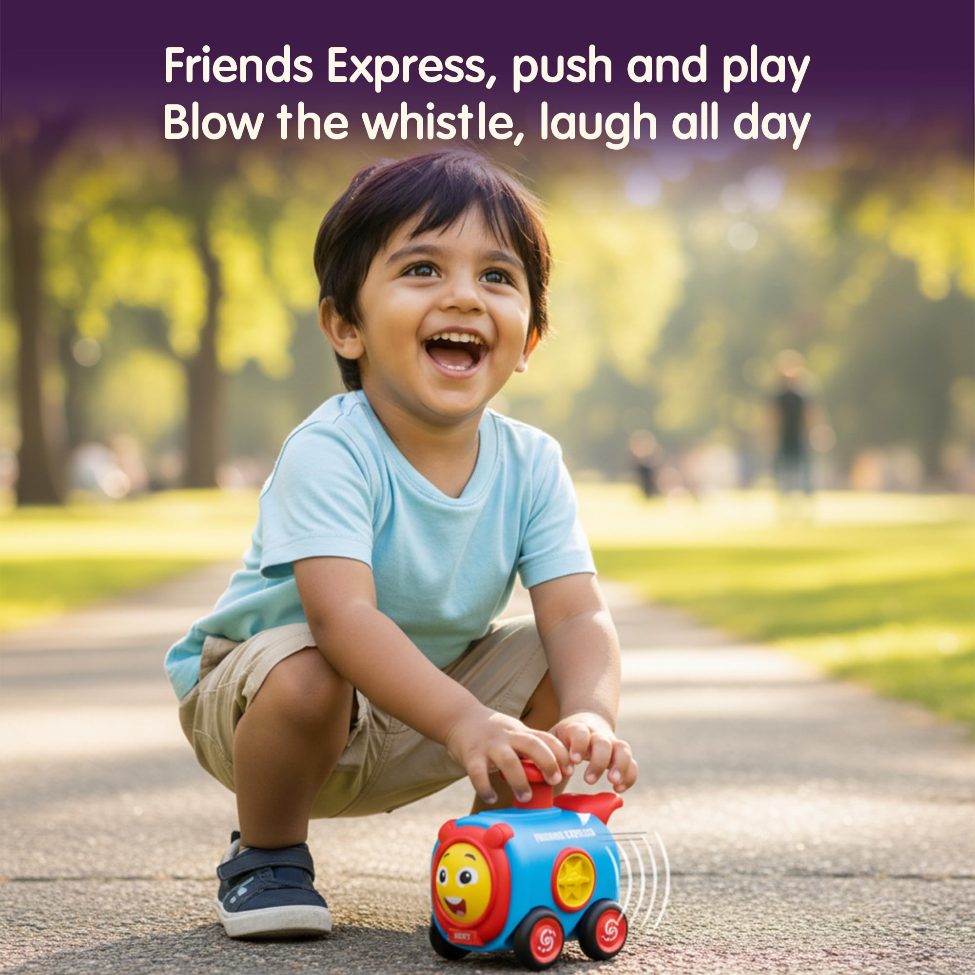 Innovitoy Friends Express Push and Go Train Toy for Kids with Colorful Cartoon Design, Action Toy with Whistle, Best Gift for Kids, 3+ Years 3