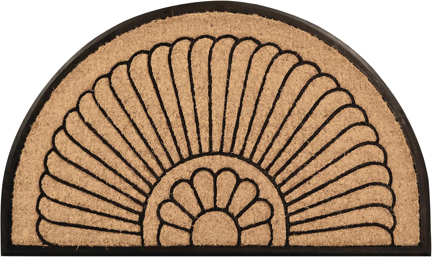 Notrax All Weather Rubber-Backed Natural Coco Coir Half Circle Door Mat – 24" x 39" Fade Resistant Large Front Door Mat Outside Entrance, Porch, Entryway – Indoor or Outdoor Use – C04S2439CR