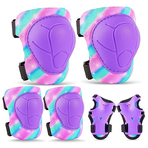 Miniatura 14 de FIODAY Rodilleras para Niños Conjunto de Equipo Protector Ajustable Rodilleras y Coderas para Niños con Protector de Muñeca para Niñas Patines