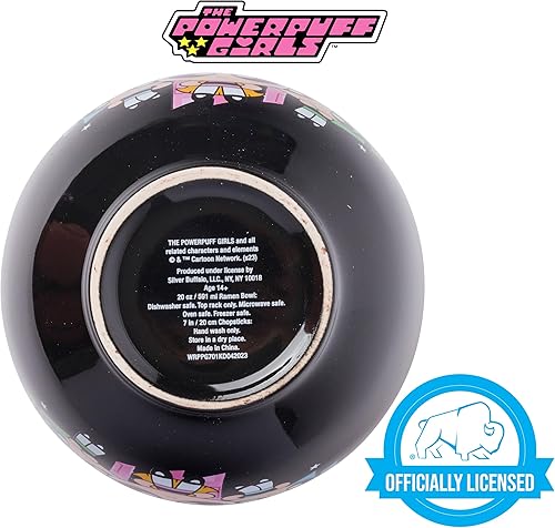 Miniatura 7 de Silver Buffalo - Cuenco con palillos para ramen, de cerámica, modelo trío Power Puff Girls, con caja, 20 fl oz