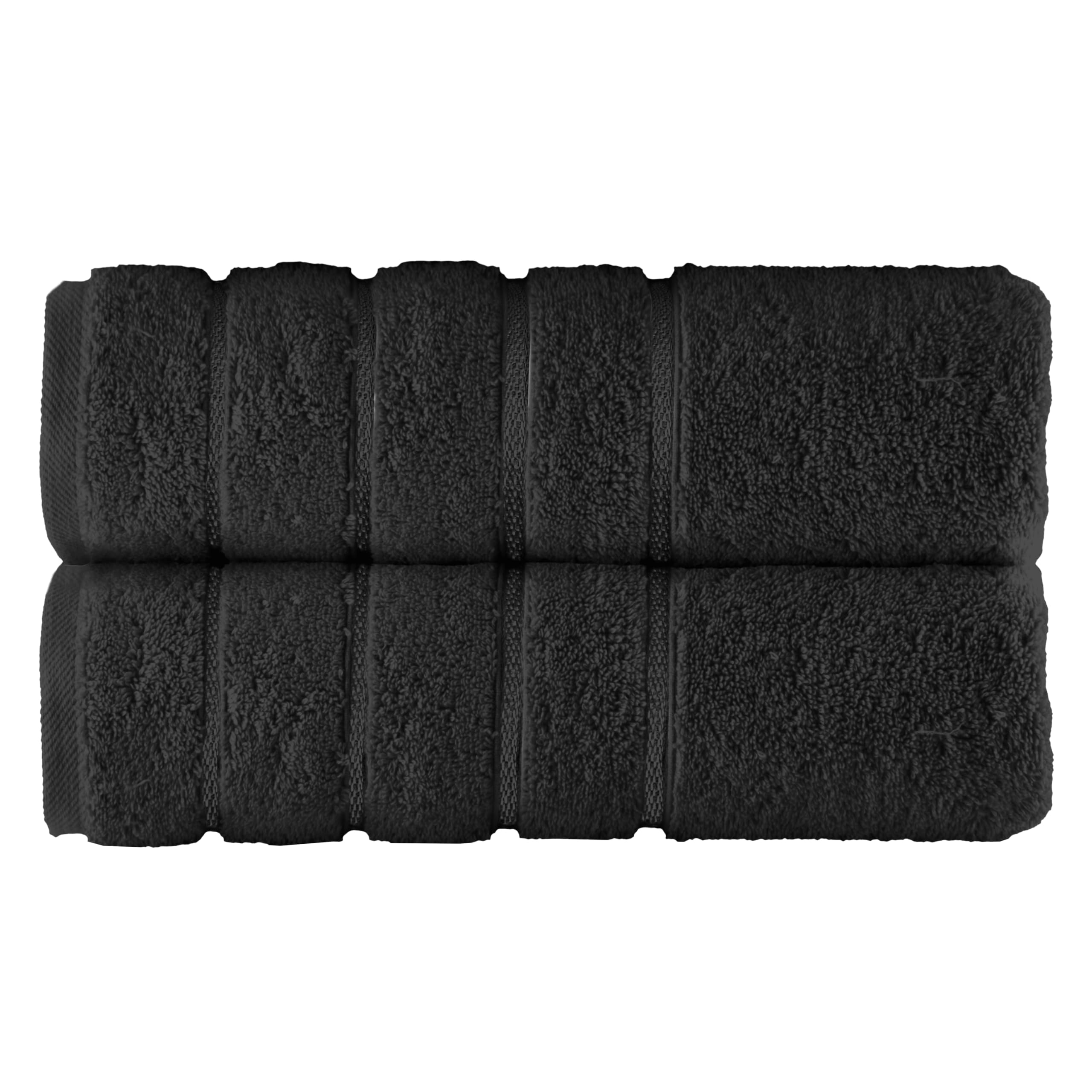 Elegant Comfort 100% Turkish Cotton 4 Lines Viscose Stripe Luxury 2 Pack Bath Towel Set 27 x 54 Inch - Super Soft and Highly Absorbent Premium Hotel Spa Quality Towels for Bathroom Use, Black