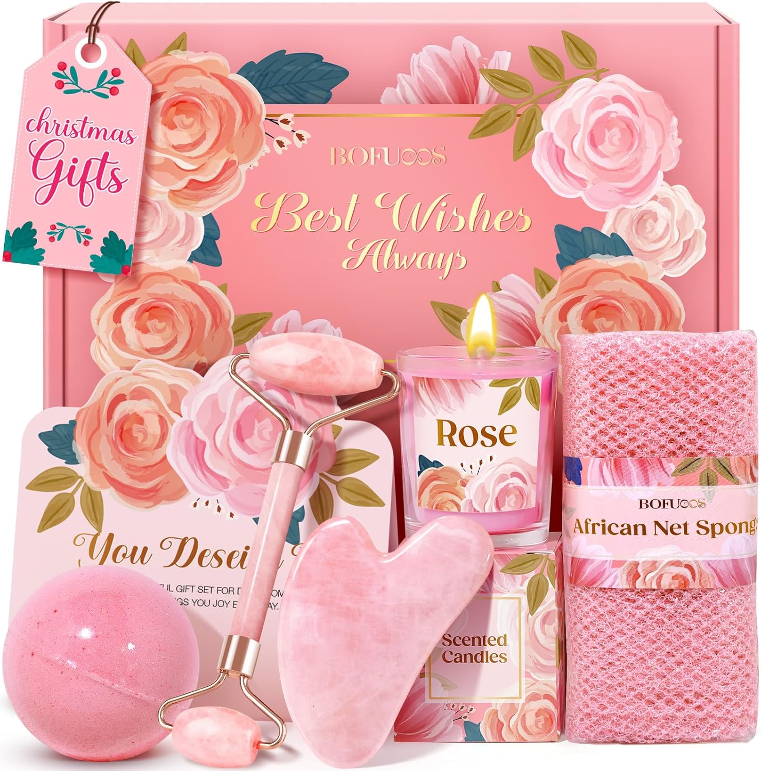 Gua Sha & Jade Roller Facial Tools Gifts Set –...