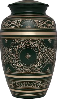 Irish Green Funeral Urn by Liliane Memorials - Cremation Urn for Human Ashes - Hand Made in Brass - Suitable for Cemetery Burial or Niche - Large Size fits Remains of Adults up to 200 lbs - Cassis
