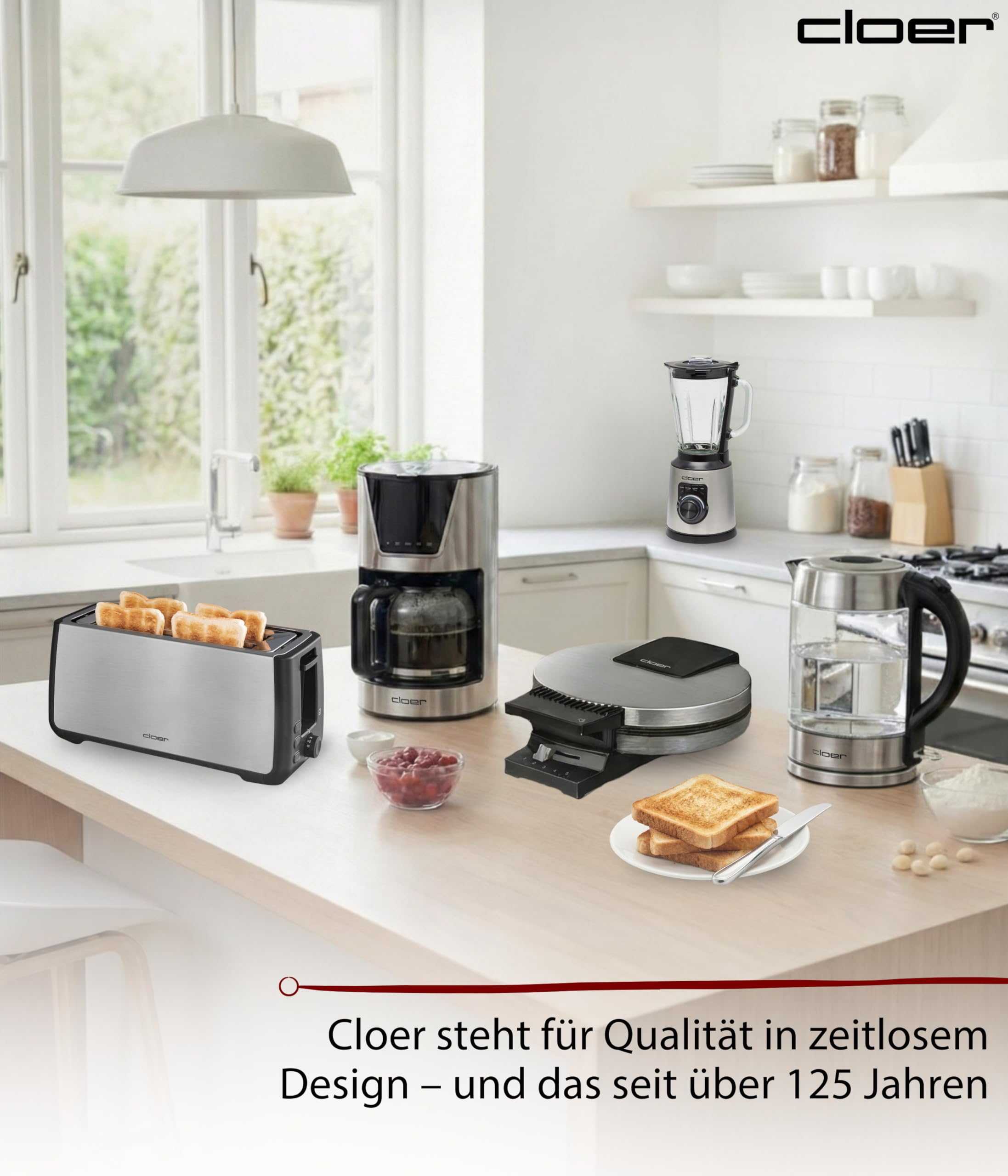 Cloer 3579 King-Size Toaster für 4 XXL Scheiben, Check-Funktion, Edelstahlgehäuse, 1500 Watt, schwarz Kunststoff