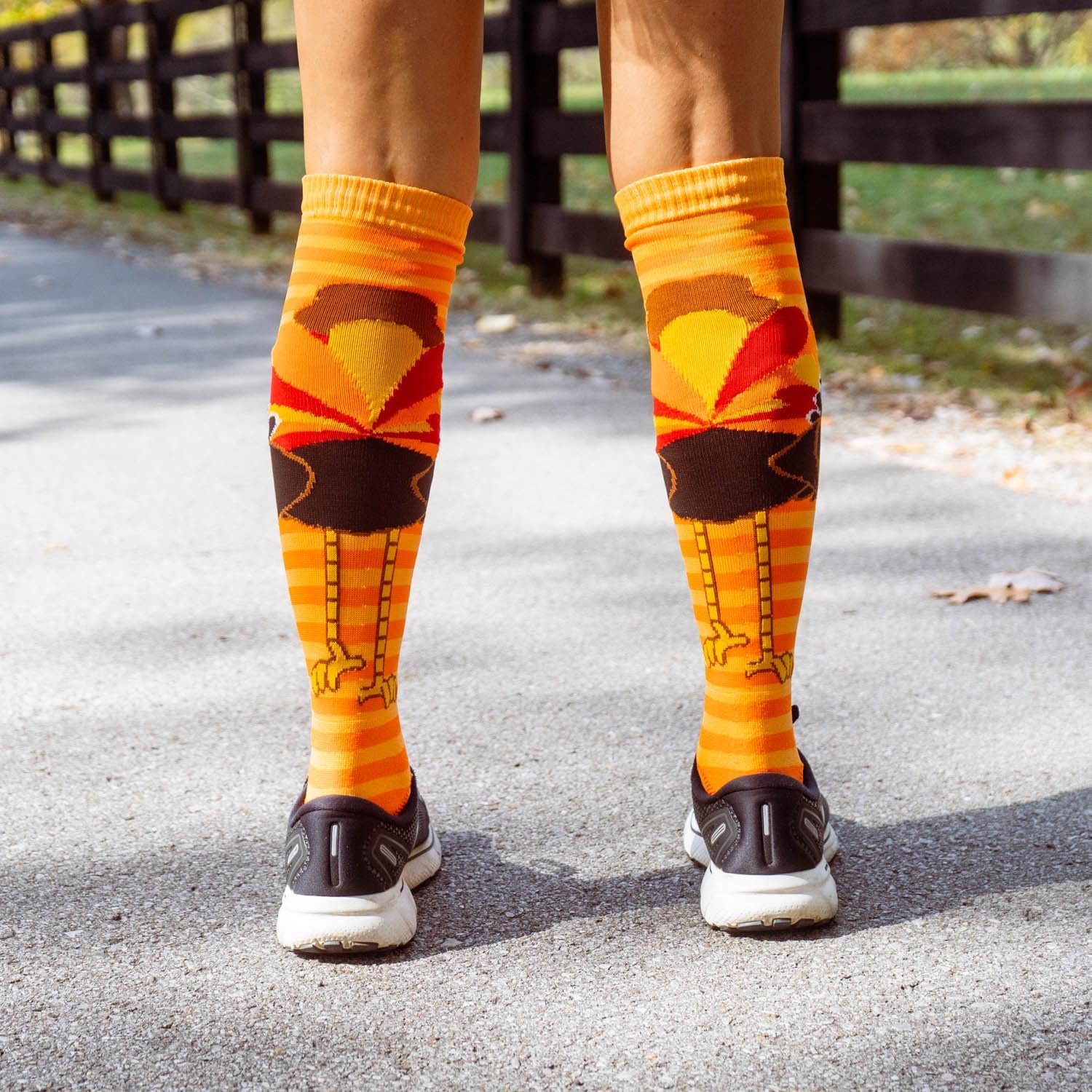 Gone For a Run Turkey Knee High Athletic Running Socks - Turkey Trot, Costume, Fun Running Socks - Image 3