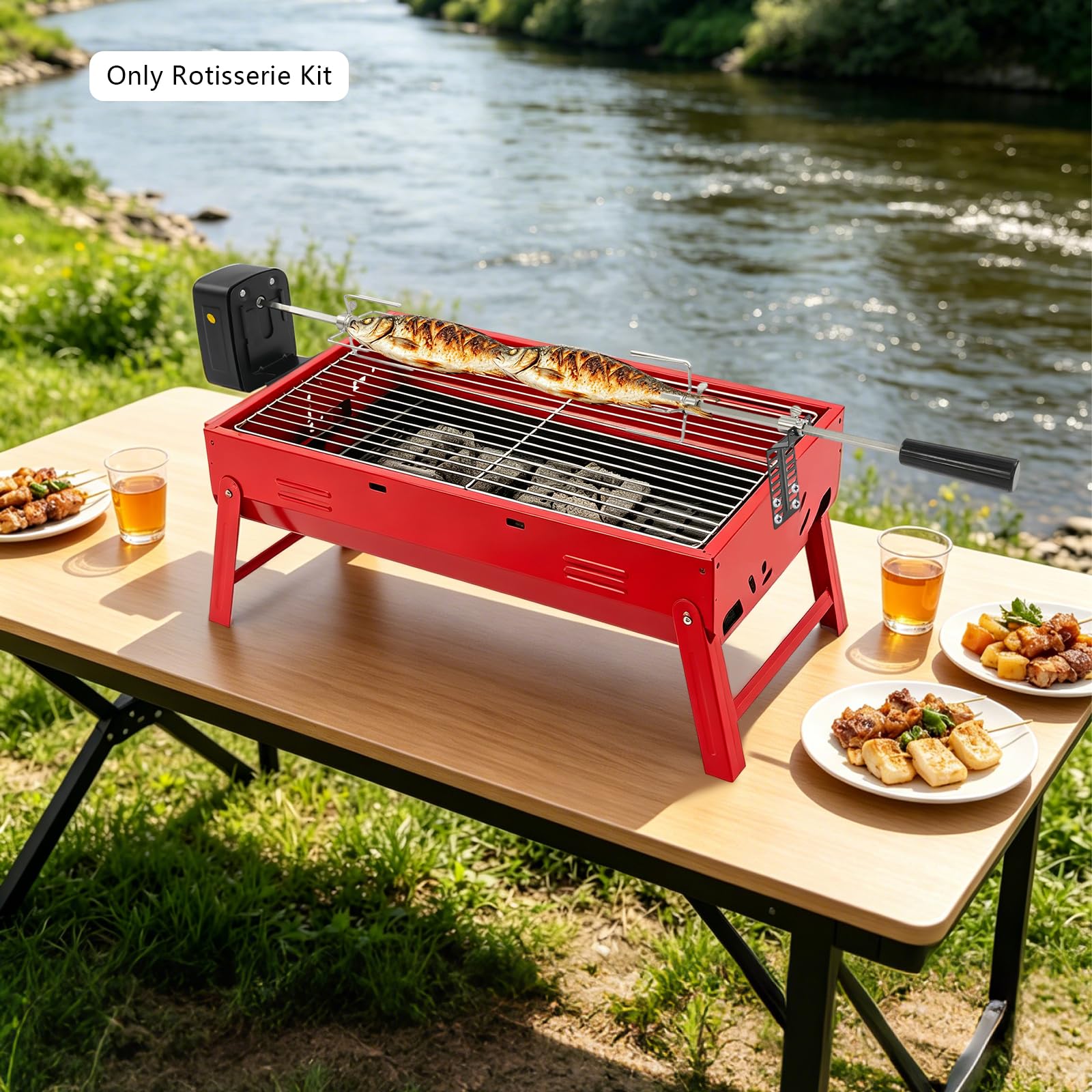 Zestaw szpikulców do grilla ze stali nierdzewnej, klamra do mięsa, grill na