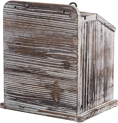 Miniatura 7 de MyGift Urna rústica de madera antorchada, para recaudación de fondos, para recaudación de fondos, para recaudación de fondos, con candado y llave,