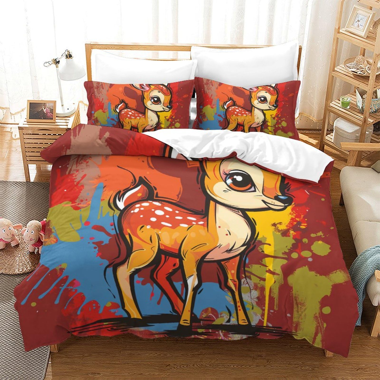 Housse de couette cerf 200x200cm à fermeture éclair pour simplifier le lit de votre adolescent