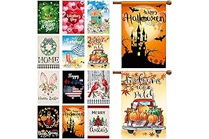 12 Pack 28x40'' Seasonal Garden Flags for Patios & Gardens