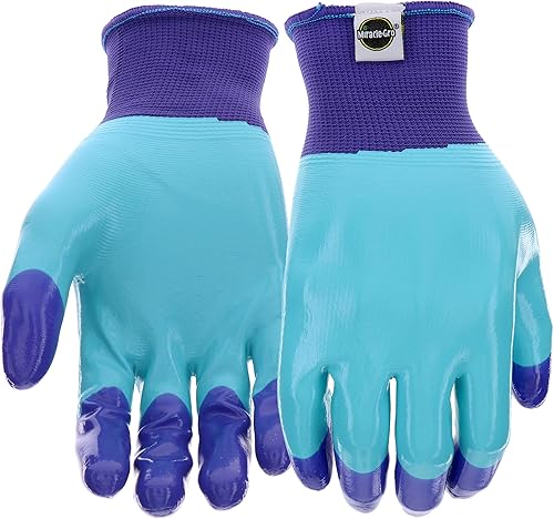 Miracle-Gro MG30855 Guantes de jardinería de punto, guantes de trabajo con protección sumergida de nitrilo, puño de punto acanalado