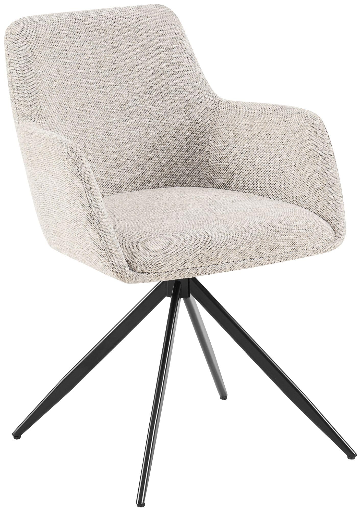 CLP Silla de Comedor giratoria Olema en Tela, butaca 180 Grados con reposabrazos y Respaldo, tapiceria facil de Limpiar Color:Crema