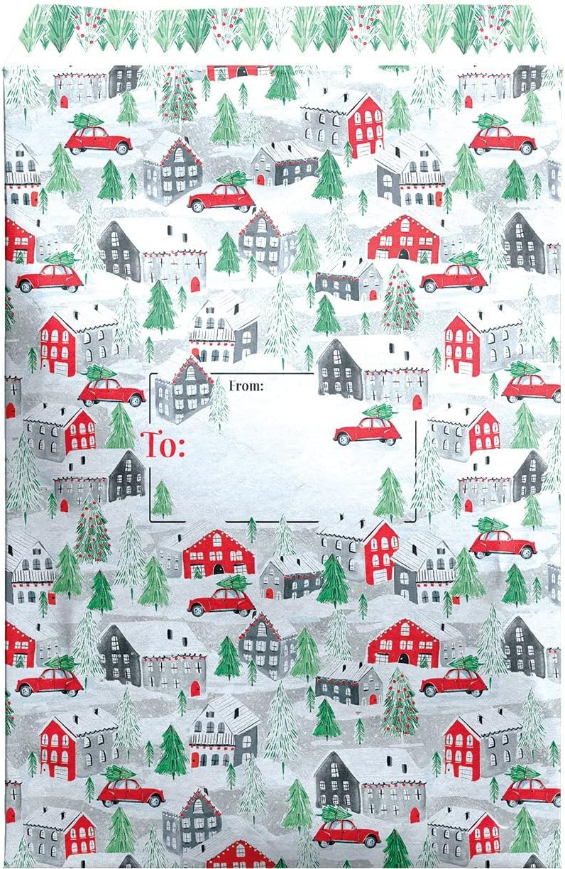 Jillson Roberts Large Christmas Decorative Foam Padded Mailing Envelopes, Red, Lime, White, Blue, Pink, Magenta, Yellow, Purple, Lavender, Brown, 12 Count
