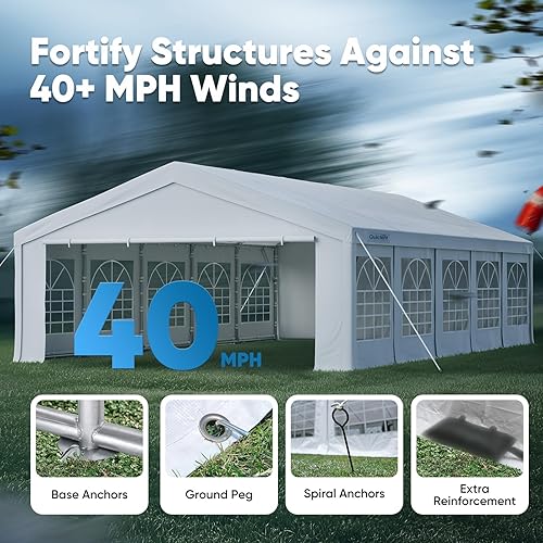 Miniatura 5 de Quictent 20 x 32 pies/19.7 ft x 32.8 ft galvanizado, resistente, tienda de campaña para fiesta, boda, toldo de carpa con bolsas de transporte
