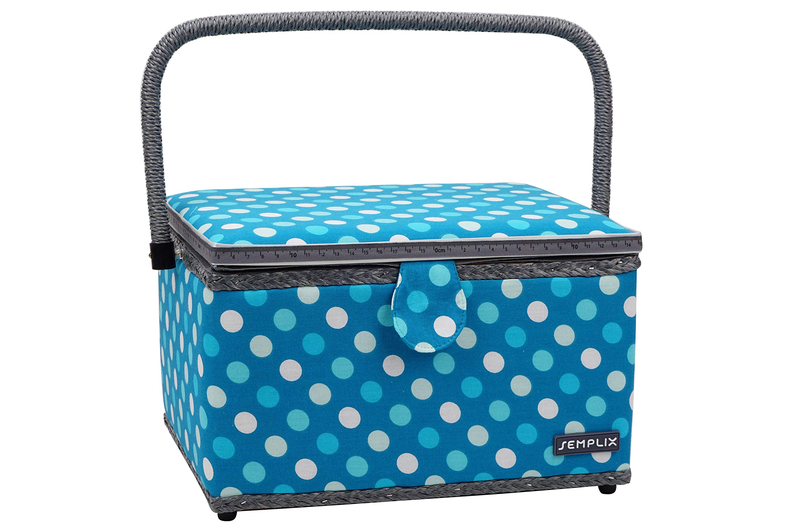 Zestaw SEMPLIX Polka Dots z torbą na maszynę do szycia + koszykiem na przybory do szycia, rozmiar L (Petrol/turkusowy)