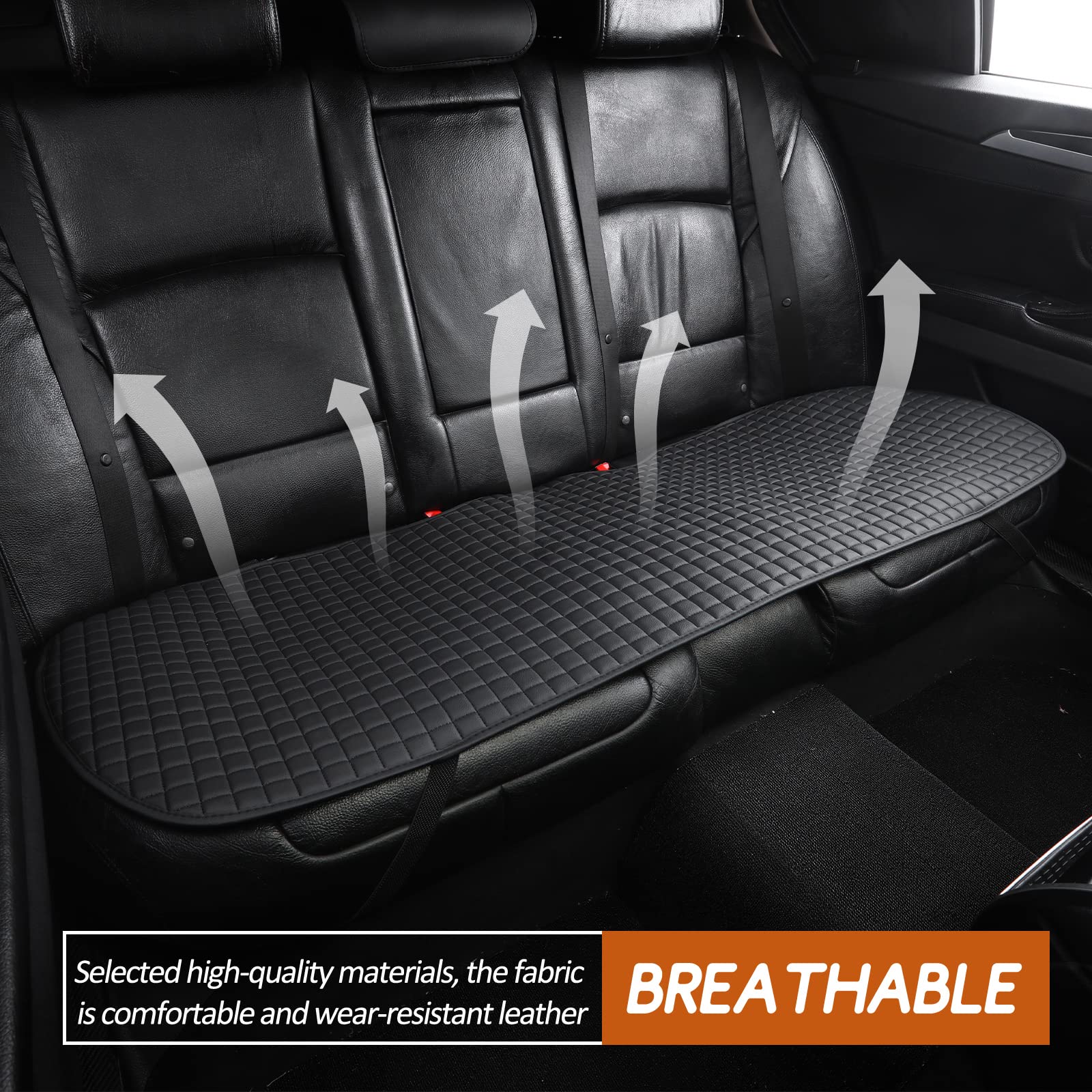 ZATOOTO Coprisedili Posteriori Auto, 1PCS PU Pelle Impermeabile Copri Sedile Auto Tappetino Cuscino Protezione per Sedile Posteriore, Antiscivolo e Confortevole, Nero