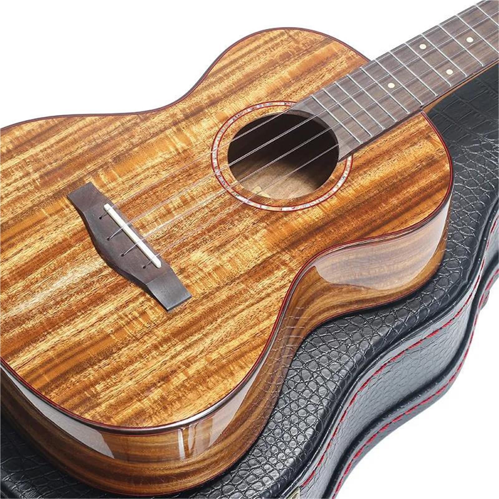 Ukulele Instrumenty Muzyczne Ukulele Dla Początkujących Dorosłych 23/26 Cali Drewno Akacjowe Z Twardym Futerałem Tunerem Paskiem Capo Łatwe Do Grania(26 inch)