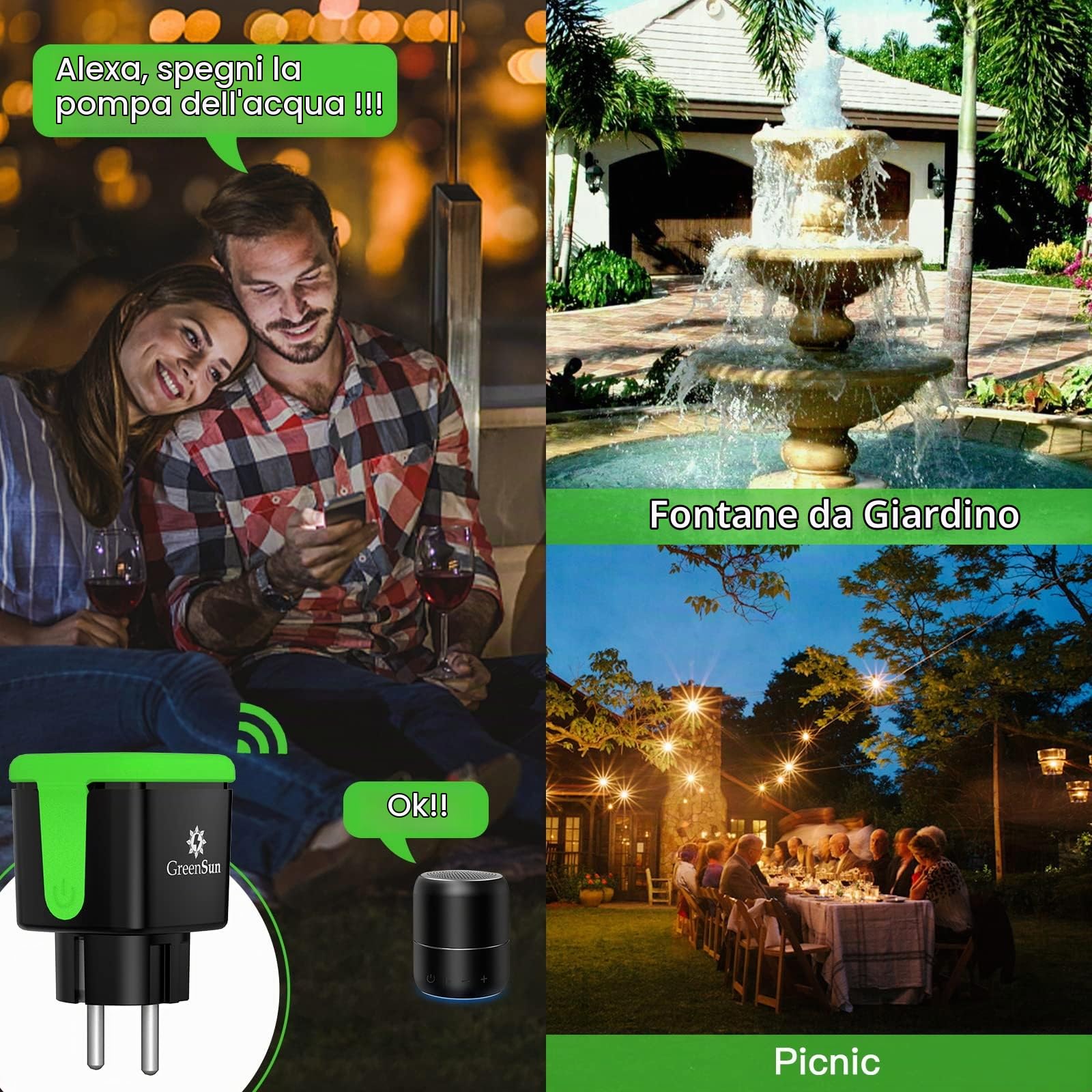 GreenSun Presa Smart - VeSync APP Telecomando Compatibile con Alexa Google Home 16A Temporizzata Programmabile Misuratore Di Consumo Elettrico Prese Intelligente IP44 Impermeabile per Esterni 2,4 GHz
