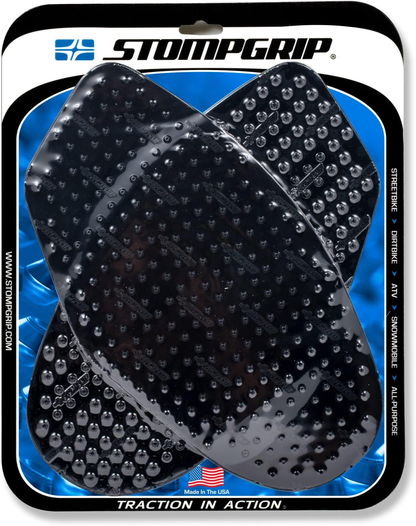 Stompgrip Motorcycle Traction Pads - STREET BIKE TANK GRIPS - VOLCANO - 0049 (Black)