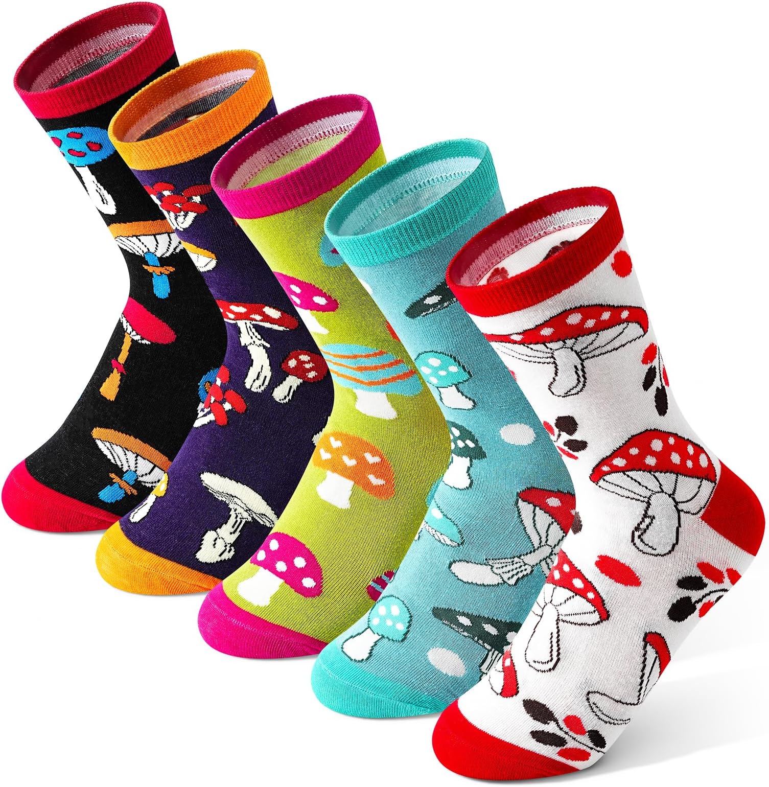 5 Pairs Cotton Socks for Women Size 4-9 Over-ankle Length Animal Themed Cute Patterns