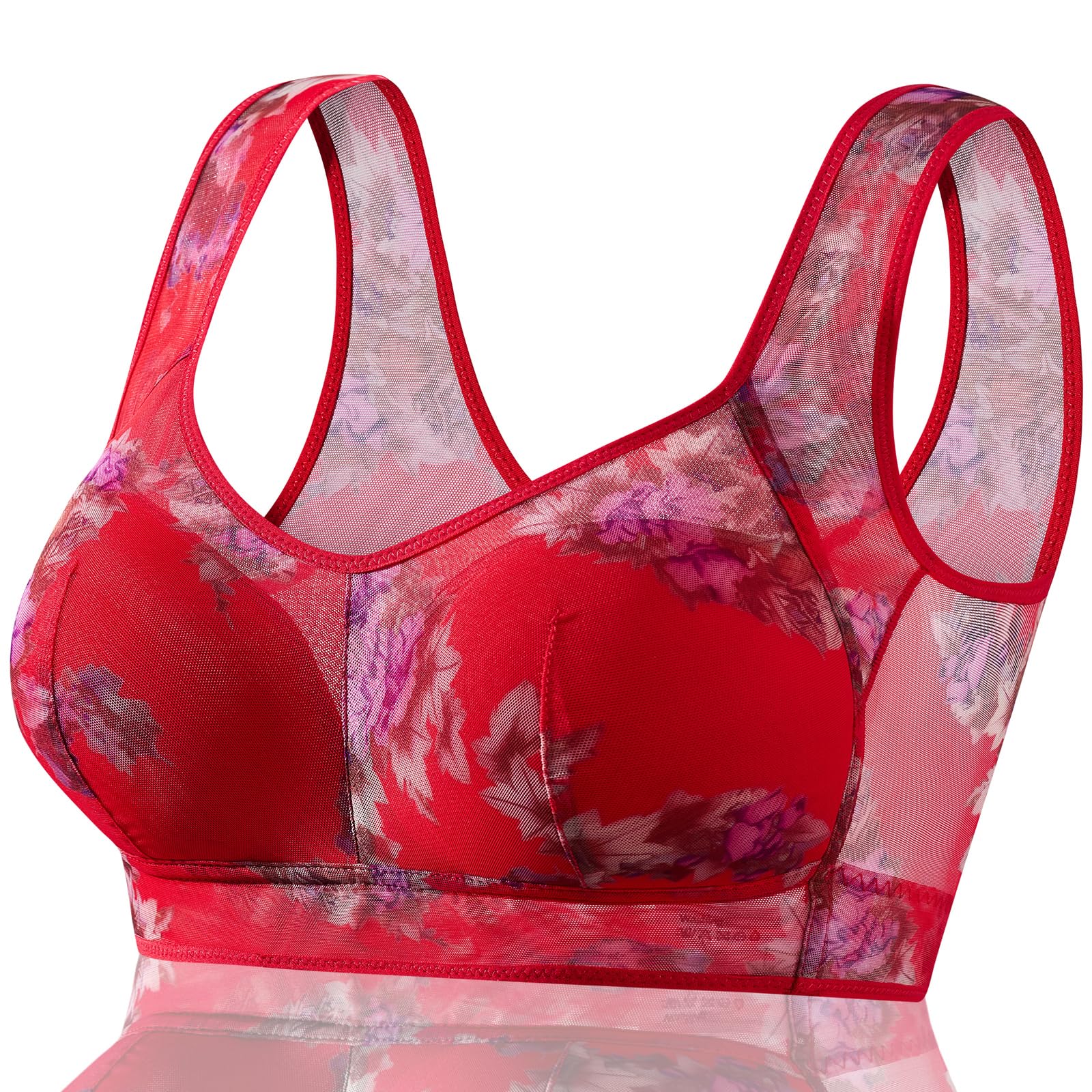 FHTECO Smoothing Bra Anti Sagging Wireless Push Up Bras for Women No Underwire Full Coverage Bra Comfy Bras for Women