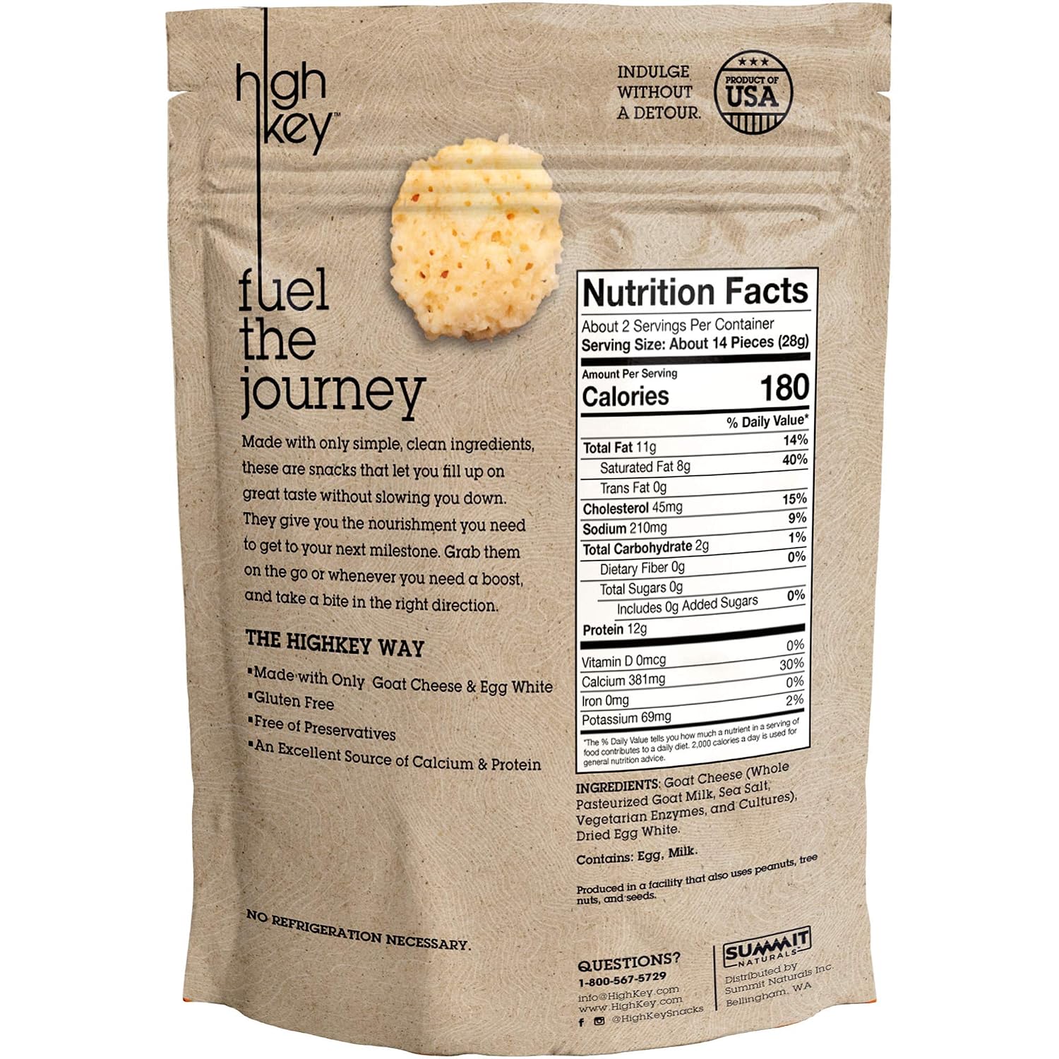 HighKey Snacks Cheese Crunch – Goat Cheese & Egg White High Protein Cheese Crisps, Pack of 4, 2oz Bags – Keto Friendly, Gluten Free, Low Carb, Healthy Snack – Ketogenic Food with Natural Ingredients
